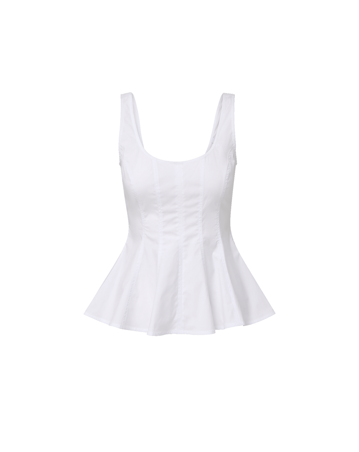 Charlie Peplum Tank Top in White | Veronica Beard