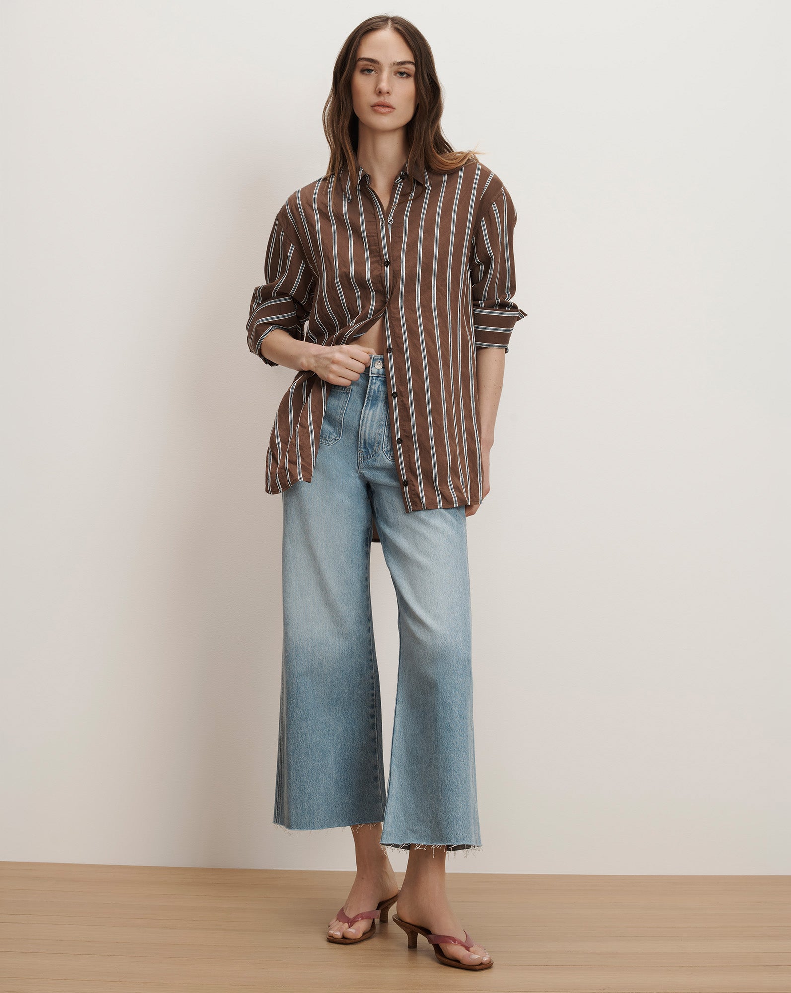 Lloyd Button-Down Shirt in Dark Mocha | Veronica Beard