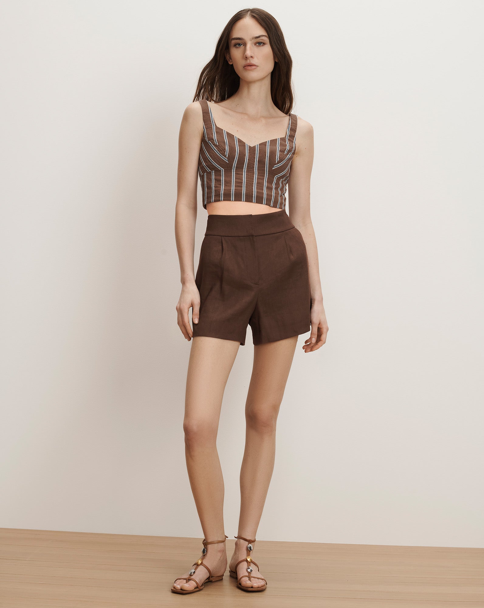 Vonette Cropped Tank Top in Dark Mocha | Veronica Beard