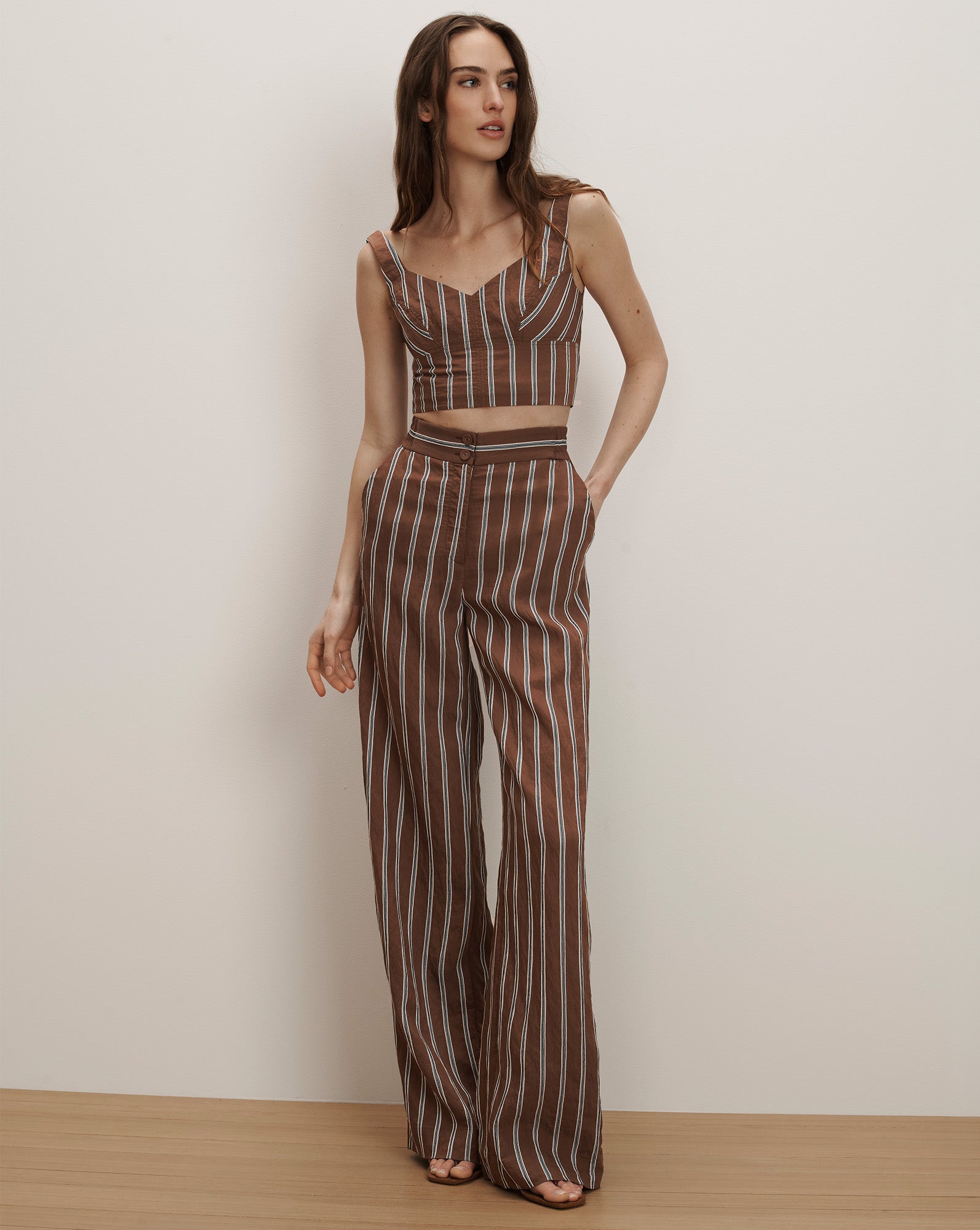 Vonette Cropped Tank Top in Dark Mocha | Veronica Beard