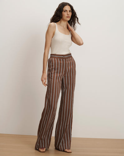Veronica Beard Carraway Wide-Leg Pant - Dark Mocha Multi