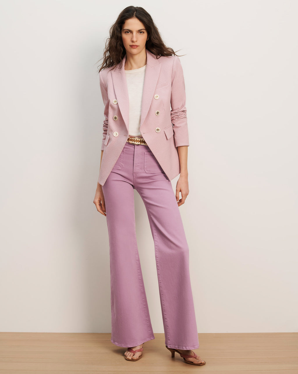Veronica Beard Miller Seersucker Dickey Jacket - Pale Orchid Haze