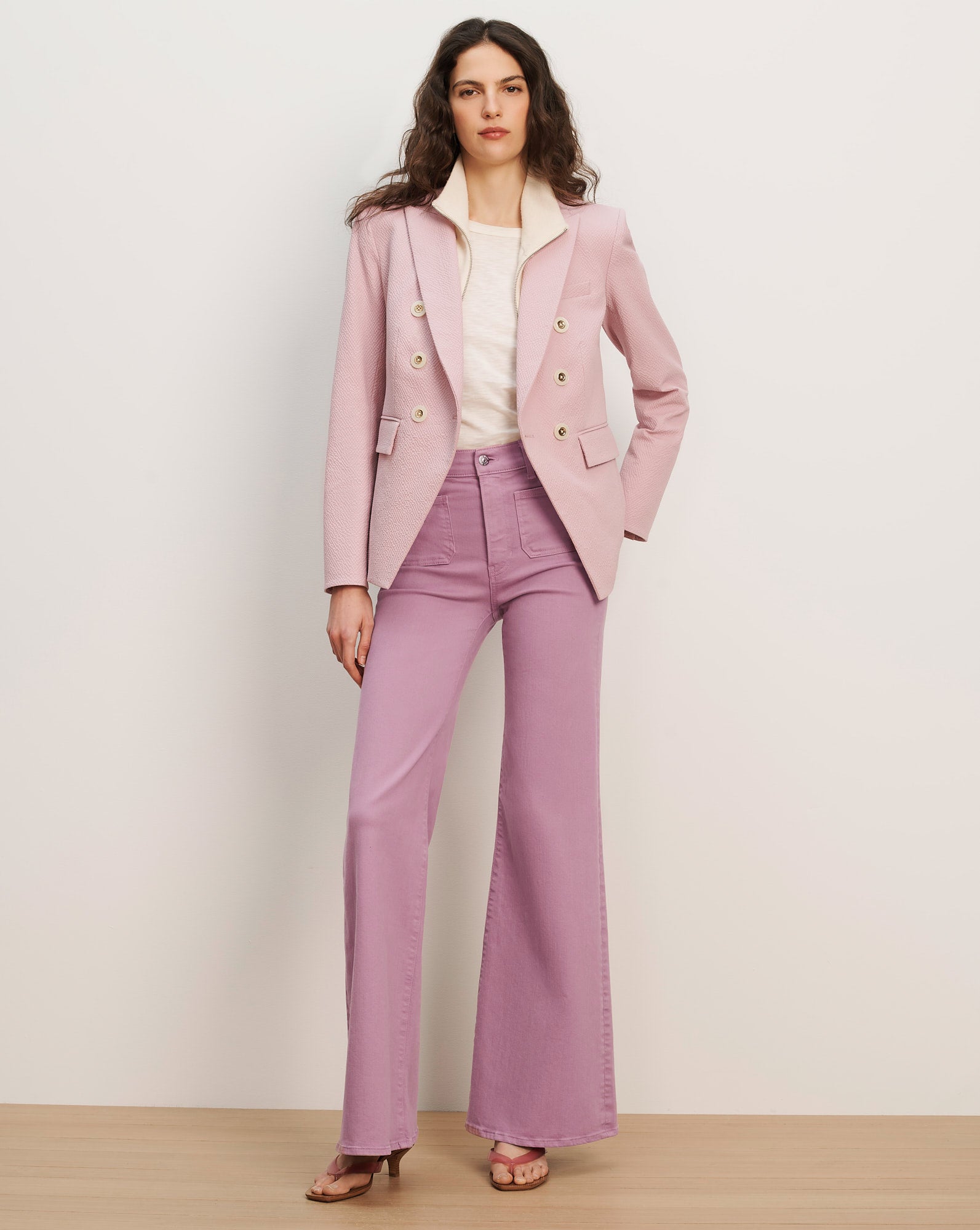 Bibiy Blazer-style Short Jacket ビビィ Miller Seersucker Dickey Jacket in Light Purple | Veronica Beard