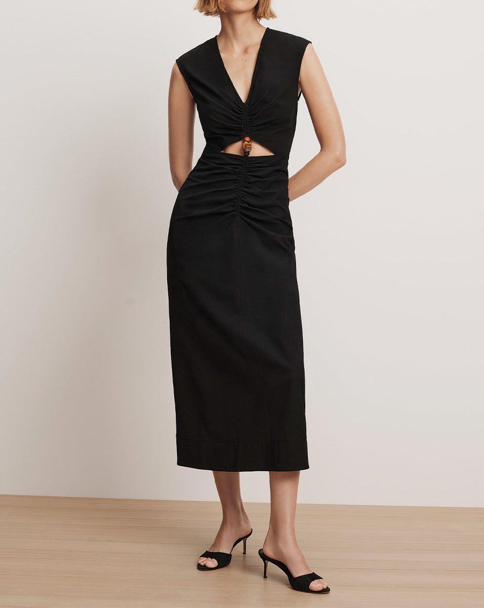 Marisabel Cutout Midi Dress in Black | Veronica Beard