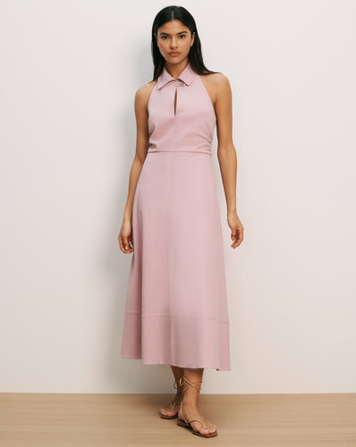 Veronica Beard Mackey Seersucker Halter Midi Dress | Pale Orchid Haze | Size 10 Veronica Beard Mackey Seersucker Halter Midi Dress | Pale Orchid Haze | Size 10