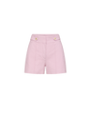 Veronica Beard Pink high-waisted shorts with gold button details.