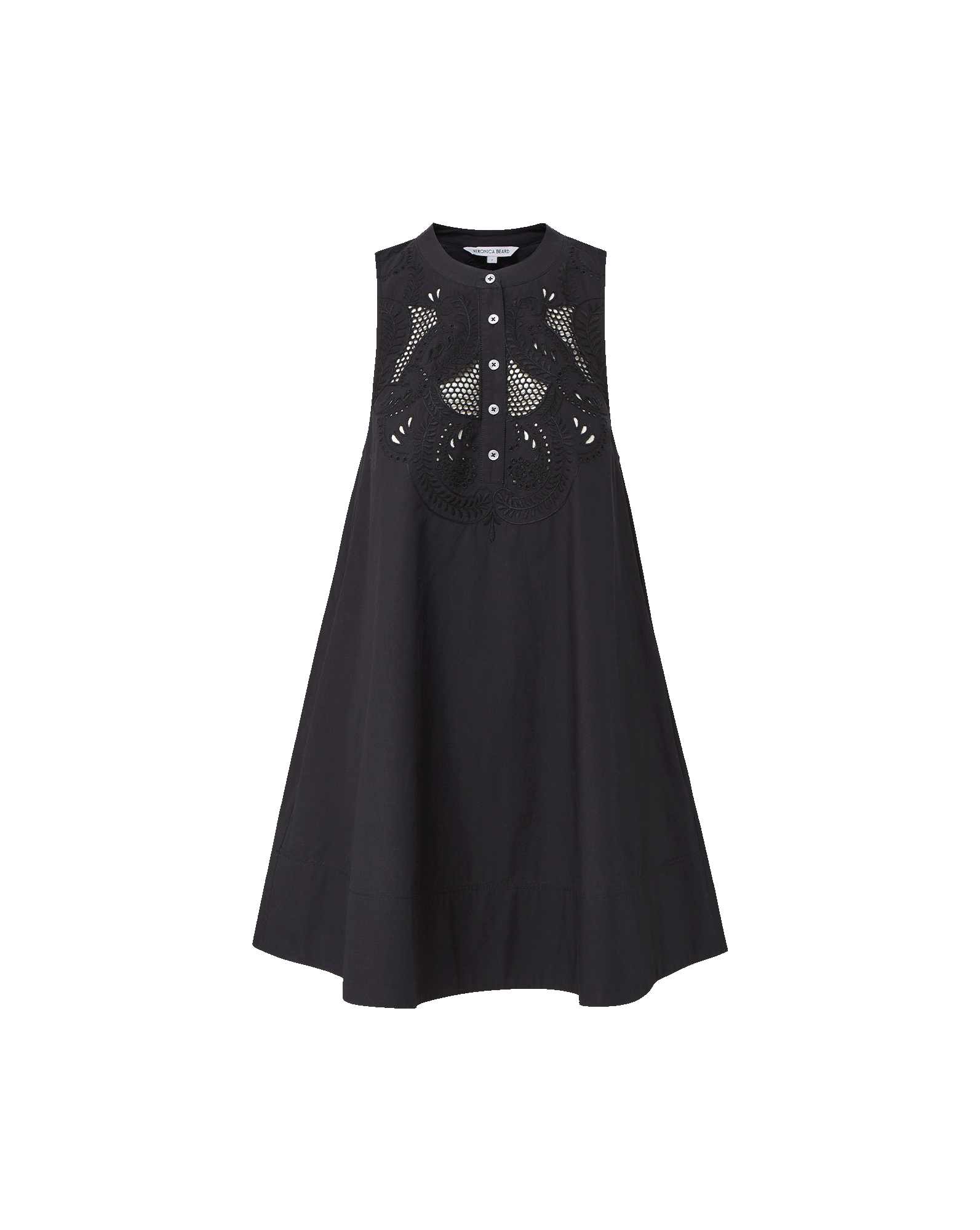white trim black dress Veronica Beard Haleem Eyelet Mini Dress | Black