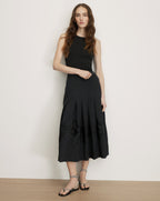 Veronica Beard Fynnley Embroidered Midi Skirt - Black