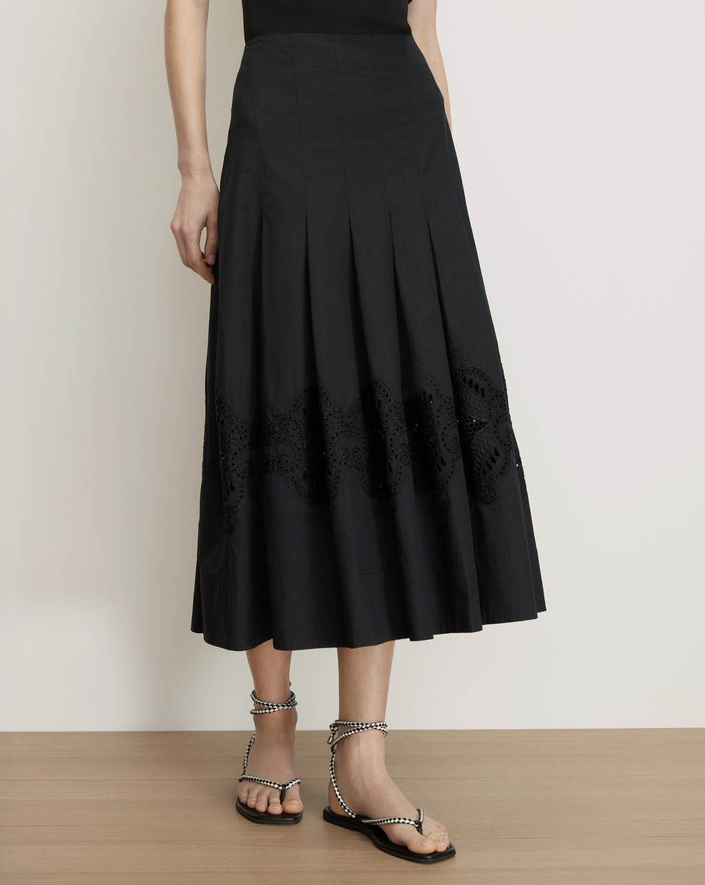 Veronica Beard Fynnley Embroidered Midi Skirt - Black