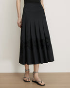 Veronica Beard Fynnley Embroidered Midi Skirt - Black