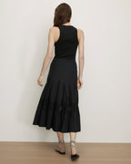 Veronica Beard Fynnley Embroidered Midi Skirt - Black