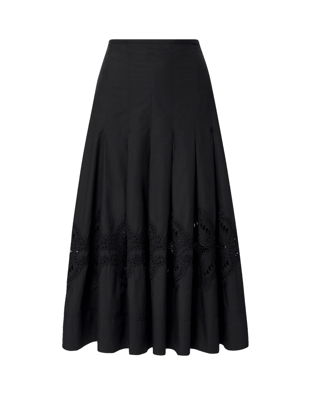 Veronica Beard Fynnley Embroidered Midi Skirt - Black