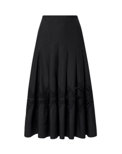 Veronica Beard Fynnley Embroidered Midi Skirt - Black