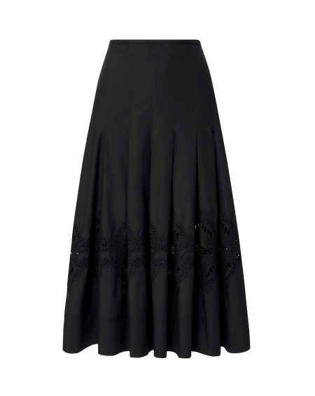 Veronica Beard Fynnley Embroidered Midi Skirt - Black
