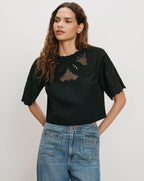 Veronica Beard Errol Embroidered Top - Black