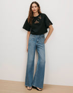 Veronica Beard Errol Embroidered Top - Black