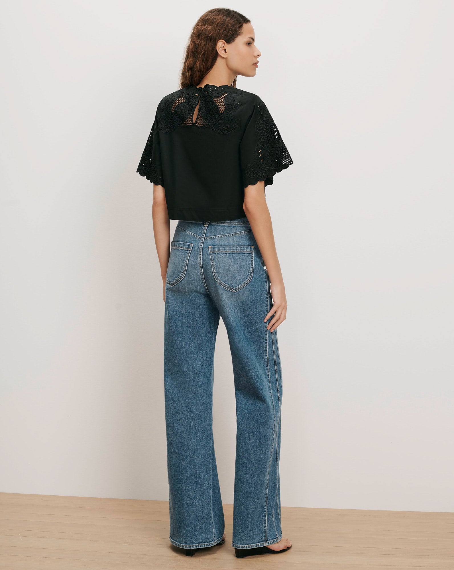 Veronica Beard Errol Embroidered Top - Black