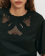Veronica Beard Errol Embroidered Top - Black