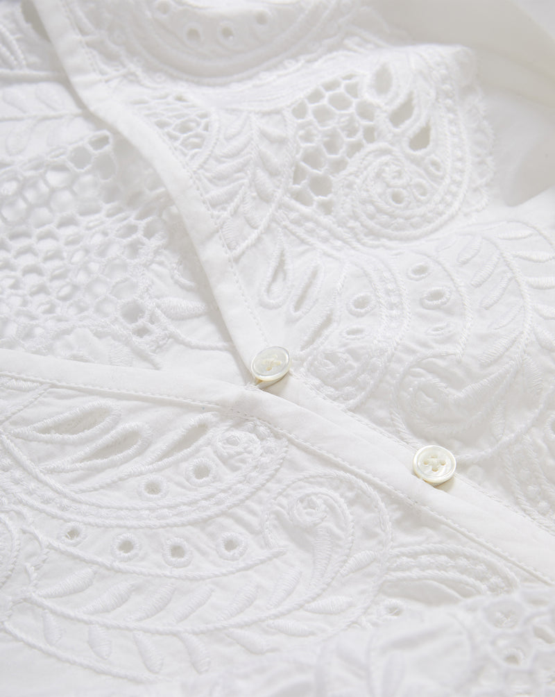 Veronica Beard Suniva Embroidered Shirt - White
