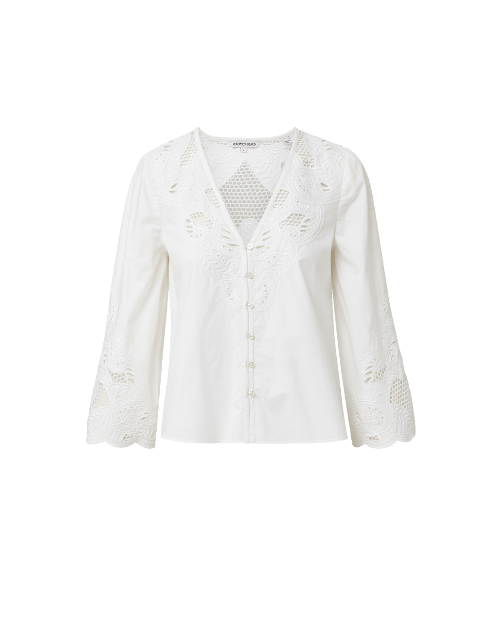 Veronica Beard Suniva Embroidered Shirt - White