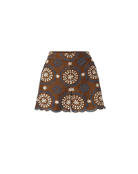 Veronica Beard Allen Linen Eyelet Short - Deep Ochre Multi