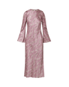 Veronica Beard Pink floral satin maxi dress with bell sleeves.