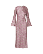 Veronica Beard Pink floral satin maxi dress with bell sleeves.