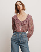 Veronica Beard Hewitts Floral Blouse - Orchid Haze Multi