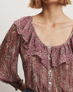 Veronica Beard Hewitts Floral Blouse - Orchid Haze Multi