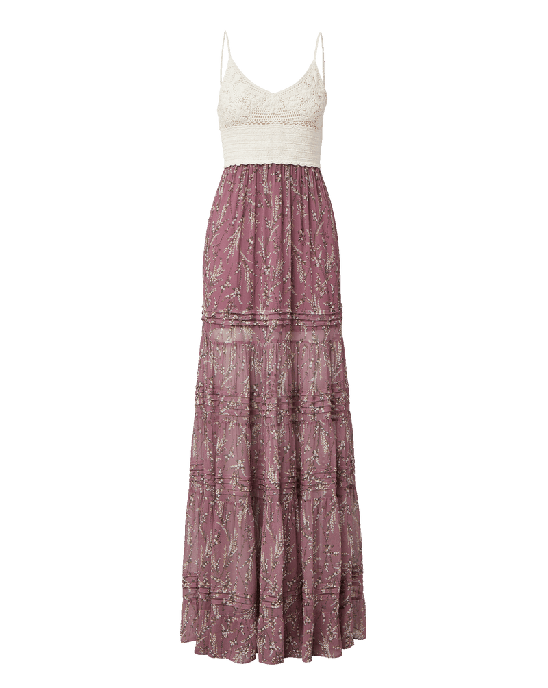 Mackey Seersucker Halter Midi Dress in Light Purple