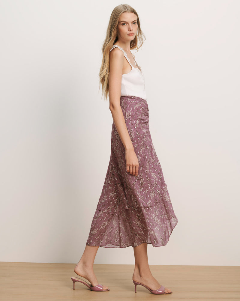 Veronica Beard Sira Floral Midi Skirt - Orchid Haze Multi