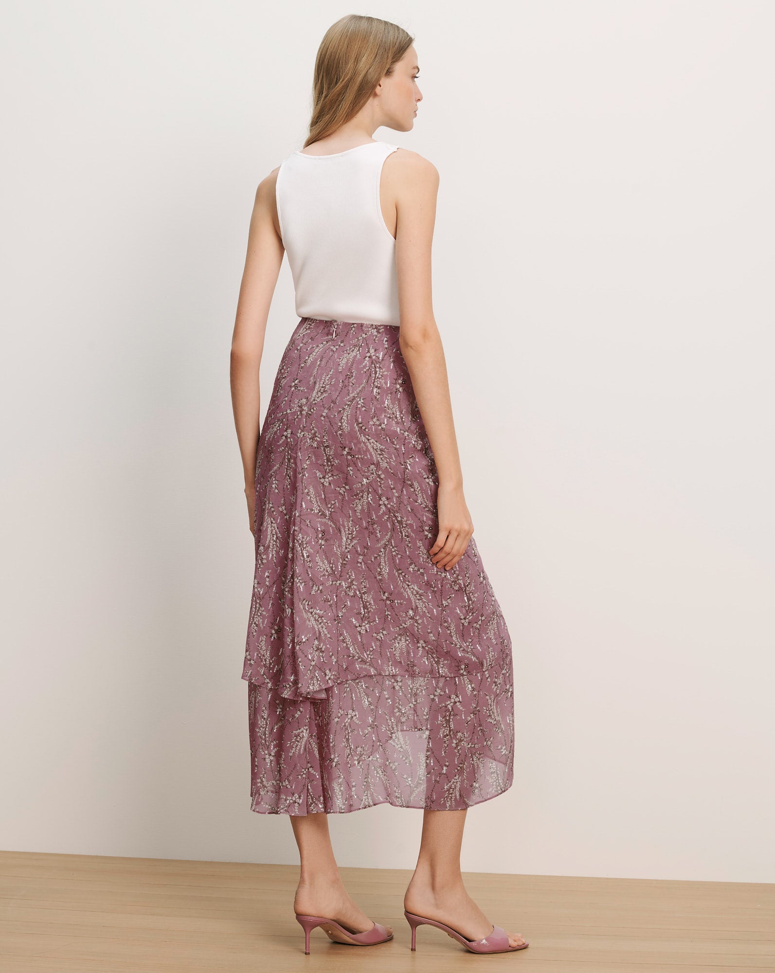 Sira Floral Midi Skirt in Light Purple | Veronica Beard