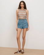 Veronica Beard Rhett Crochet Tank Top - Deep Ochre Dove Multi