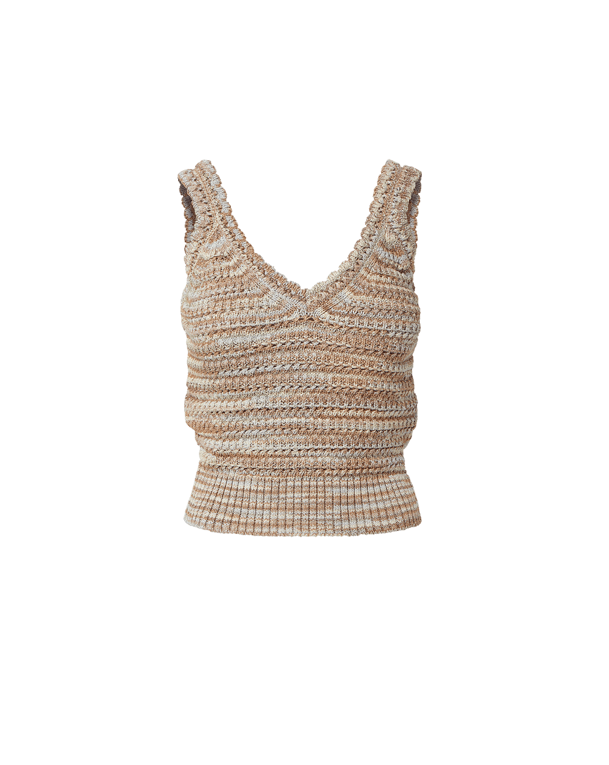 ë BIOTOP Knit tank top 1 Selwyn Knit Tank Top in Beige Multi | Veronica Beard