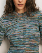 Veronica Beard Merivale Half-Sleeve Sweater - Stone Army Multi