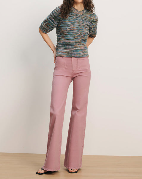 Veronica Beard Pink wide-leg jeans with front patch pockets.