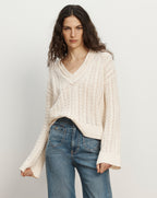 Veronica Beard Deveraux Pointelle Sweater - Ecru