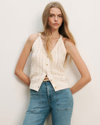 Veronica Beard Leonora Pointelle Tank Top - Ecru