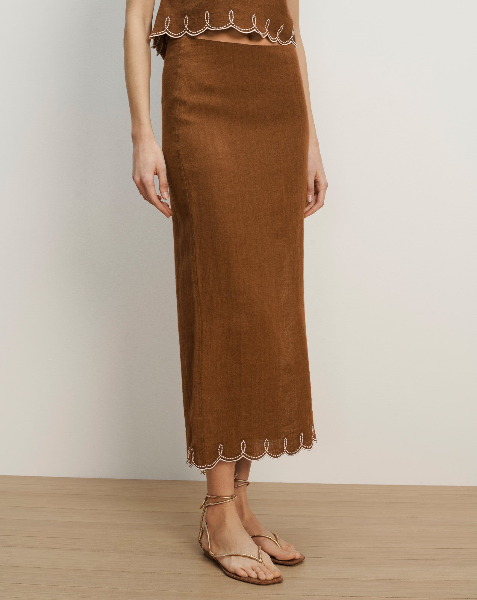 Malou Linen Maxi Skirt in Light Brown | Veronica Beard