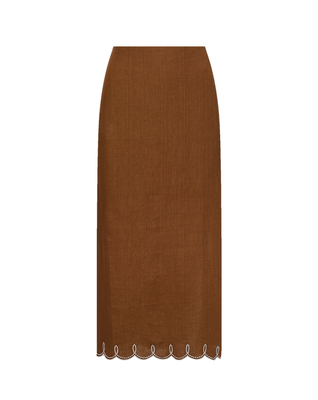 Veronica Beard Malou Linen Midi Skirt - Deep Ochre