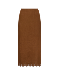 Veronica Beard Malou Linen Midi Skirt - Deep Ochre