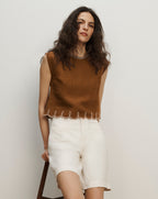 Veronica Beard Kessan Linen Top - Deep Ochre