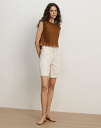 Veronica Beard Kessan Linen Top - Deep Ochre