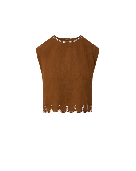 Veronica Beard Kessan Linen Top - Deep Ochre