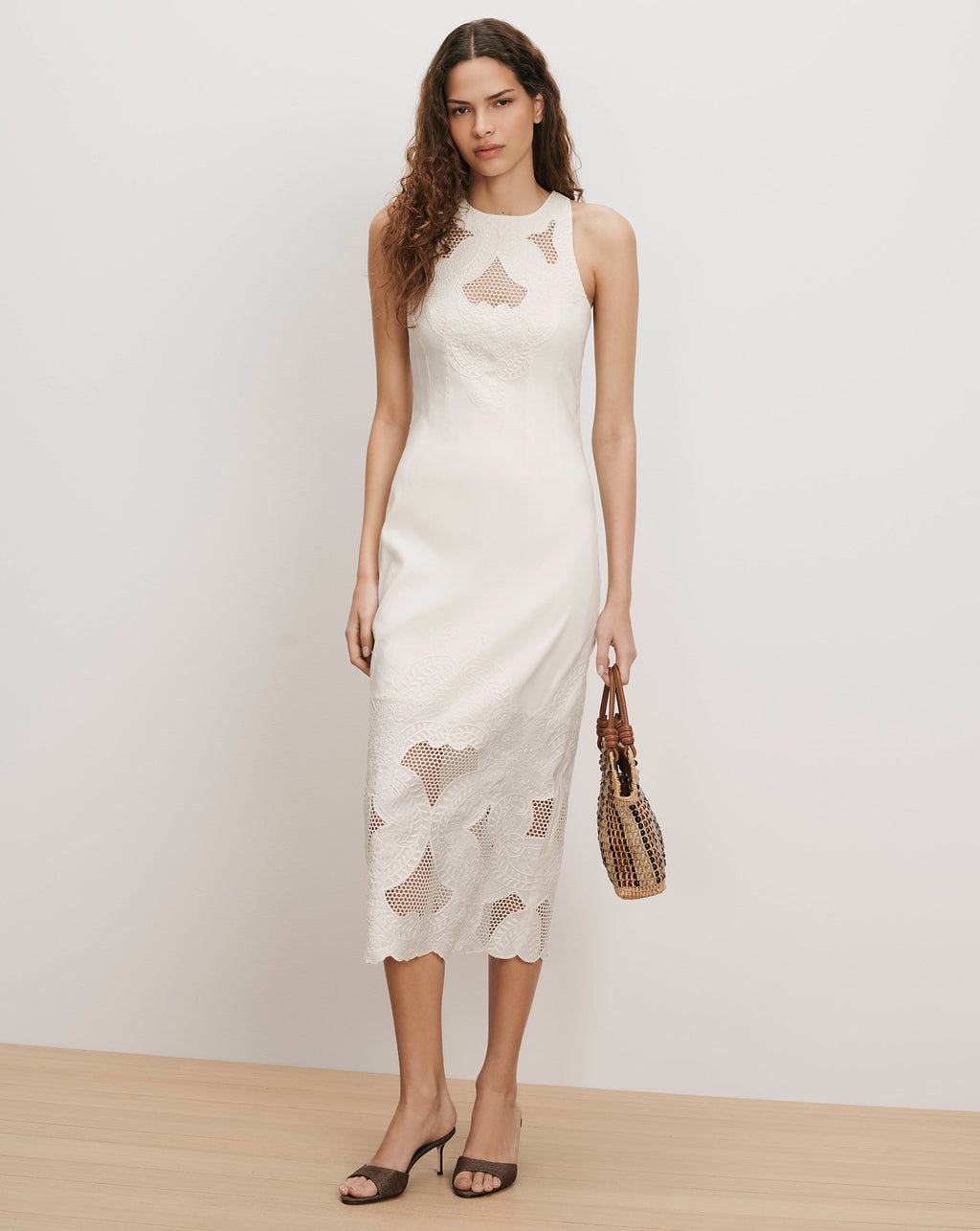 Veronica Beard Upten Eyelet Midi Dress | Dove White | Size 0 Veronica Beard Upten Eyelet Midi Dress | Dove White | Size 0