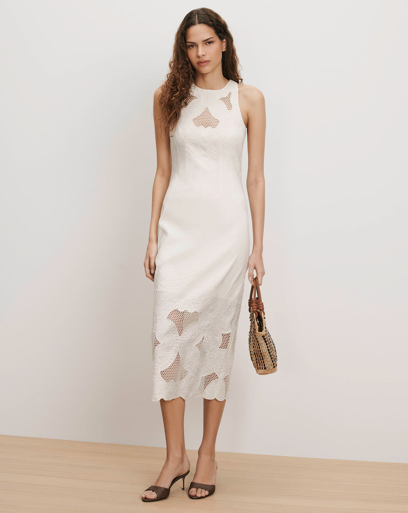 Mackey Seersucker Halter Midi Dress in Light Purple
