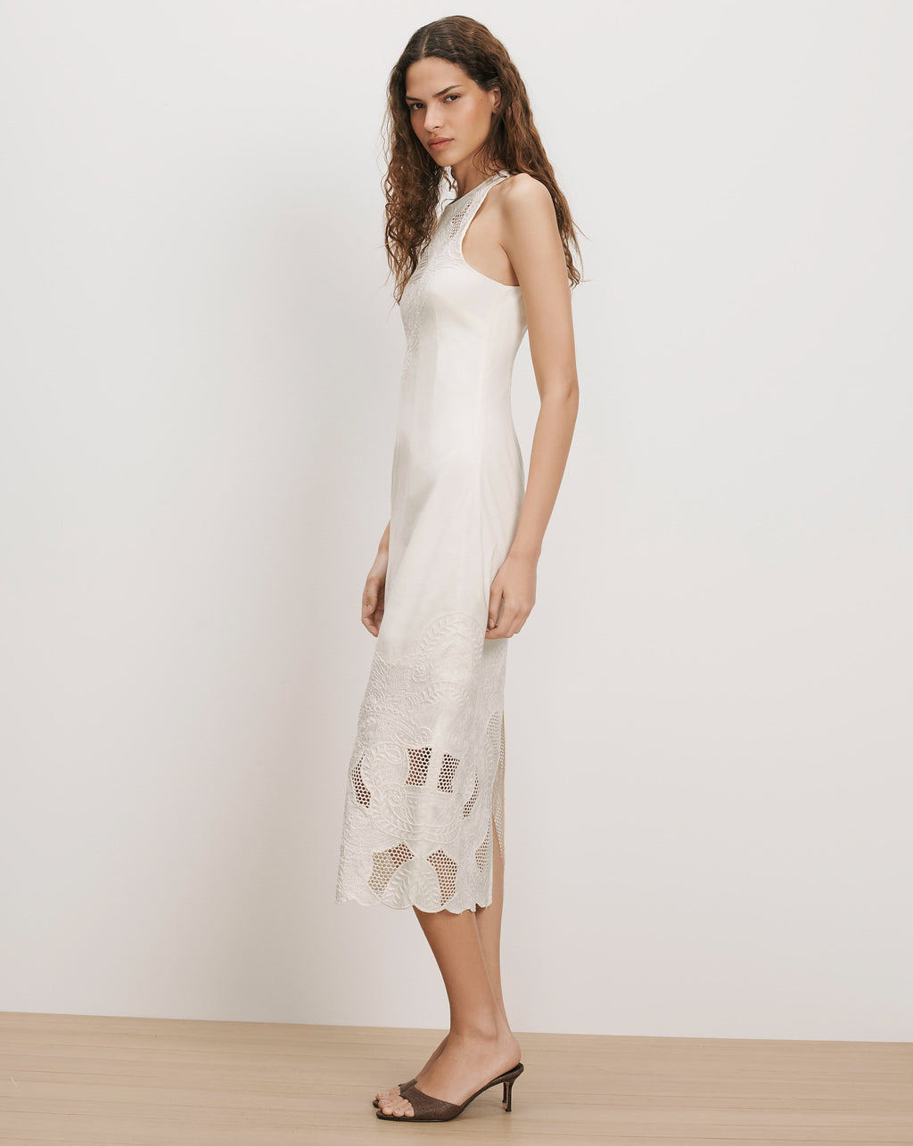 Veronica Beard Upten Eyelet Midi Dress - Dove White