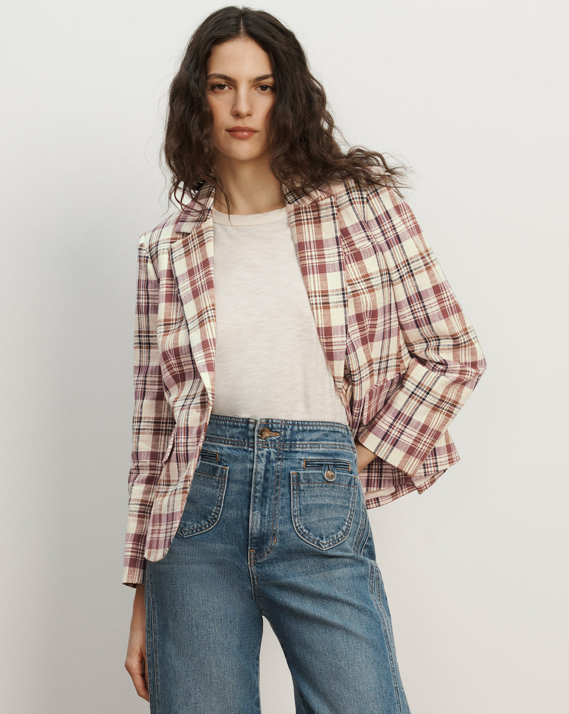 Veronica Beard Tyra Plaid Dickey Jacket - Orchid Haze Multi