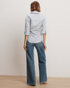 Veronica Beard Devra Button-Down Shirt - Pale River Blue/White