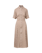 Veronica Beard Plaid midi shirt dress with short sleeves.